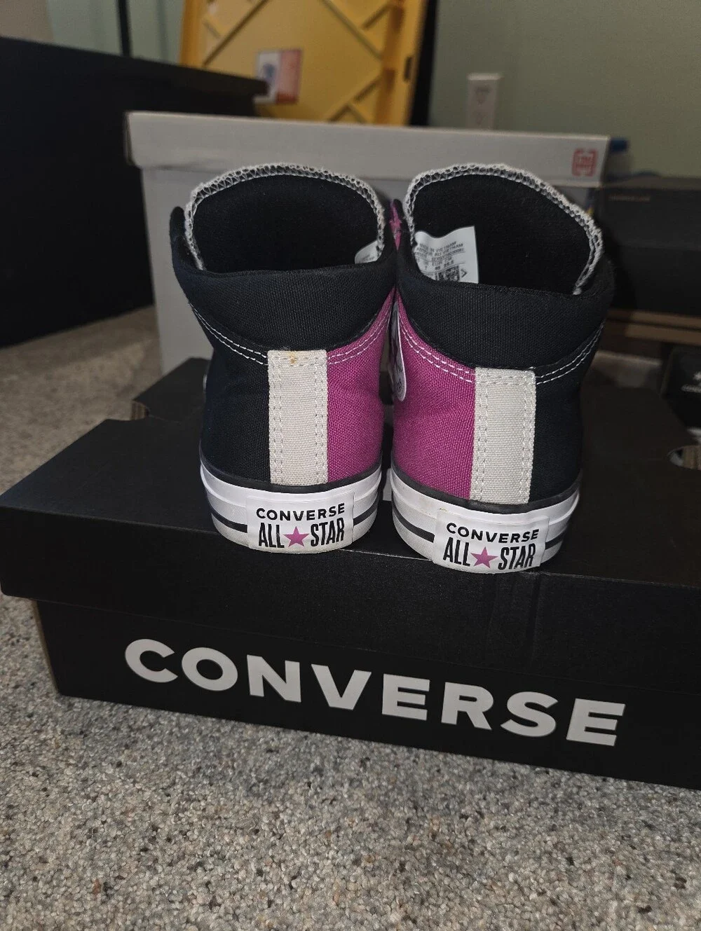 Converse Two-Tone Padded High Top Sneakers Pink & Black Womans Size 9